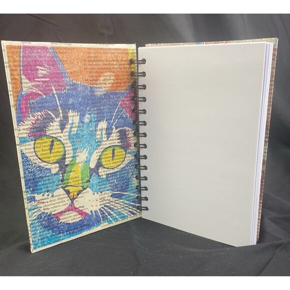 Journal Unique Cat Lover Designs Handmade Upcycled Spiral Notebook Animal Lovers - Picture 2 of 7